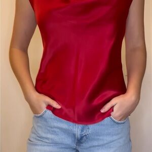 Elegant Red Satin Women's Top